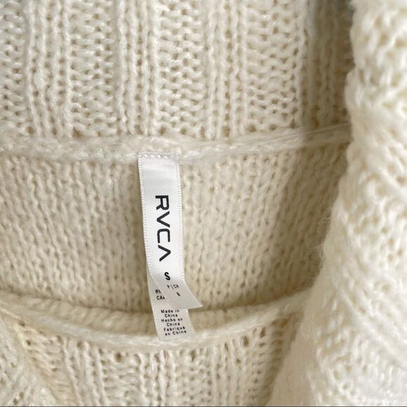 RVCA Cowlneck Sweater Cream Small Classic Neutral Minimalist - Picture 3 of 7